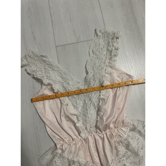 Vintage Delicates Antron Nylon Teddy Sz M - Pink / White Lace - Picture 3 of 9